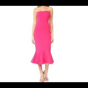 Cinq à Sept - Midi lengthy strapless dress ; Size 8 
Pink